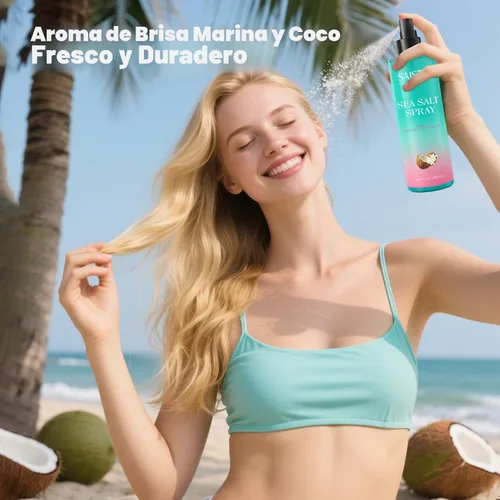 Vista 5 de Spray de sal marina para mujeres y hombres, regalos del día de San Valentín, artículos esenciales de viaje, ondas de playa texturizadas y volumen