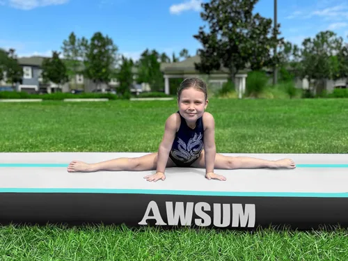 Vista 8 de AWSUM Colchoneta de Gimnasia de 10 pies/13 pies con Rodillo de Aire Barril de Volteretas Entrenador de Salto Mortal hacia Atrás y Flexión hacia