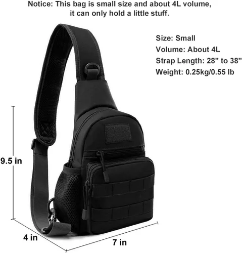 Vista 5 de BraveHawk OUTDOORS Bolsa de pecho de cabestrillo, 900D Nylon táctico MOLLE compacto Crossbody Senderismo Ciclismo Pack