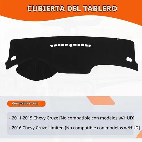 Vista 2 de Cubierta de tablero Tapete de salpicadero Compatible con Chevy Cruze 2015-2011 (para transmisión en la izquierda), Alfombra de salpicadero de coche