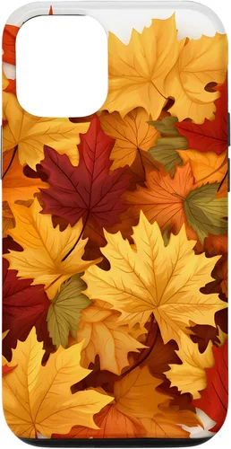 Vista 28 de Carcasa para iPhone 16 con texto en inglés "Fall Foliage Gathering of Autumn Leaves