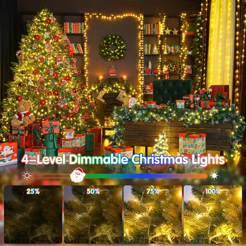 Vista 5 de Guirnalda de luces de Navidad de 403 pies para exteriores, 1000 luces LED con cambio de color, 11 modos y función de temporizador de memoria