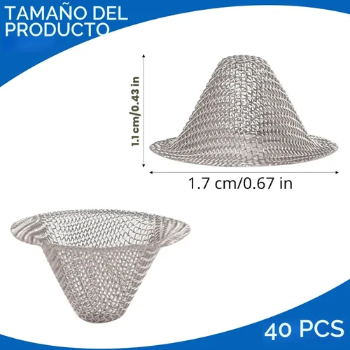 Vista 6 de 40 piezas de pantallas de tubo, filtros de pantalla de recipiente de acero inoxidable de 1/2 pulgada, diseño cónico, filtros metálicos de 0.5