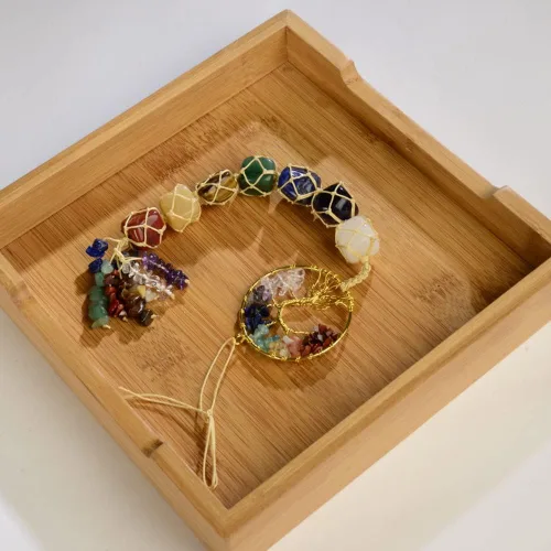 Vista 6 de Adornos colgantes de cristal hechos a mano para ventana de coche, 7 chakras, decoración del hogar, Feng Shui, ornamento de yoga y meditación