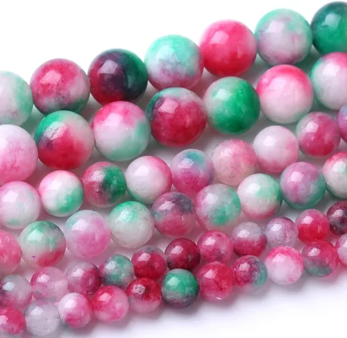 Vista 55 de Cuentas sueltas redondas de gemas naturales cuentas de piedra de energía de cristal para hacer joyas 15" (calcedonia afgana, 6 mm)