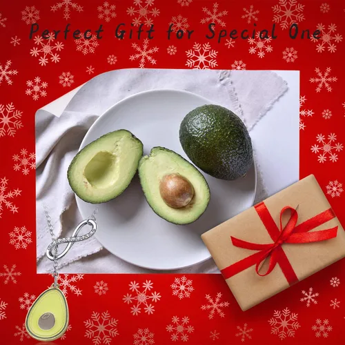 Vista 6 de WENATA - Collar con colgante de aguacate para amante del aguacate, regalo de amistad, collar de aguacate, amante del aguacate, regalo para amante