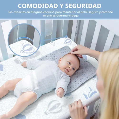 Vista 5 de Colchón Pack and Play, 38 x 26 pulgadas, Pack N Play, con funda extraíble transpirable, colchón portátil plegable de espuma viscoelástica de doble