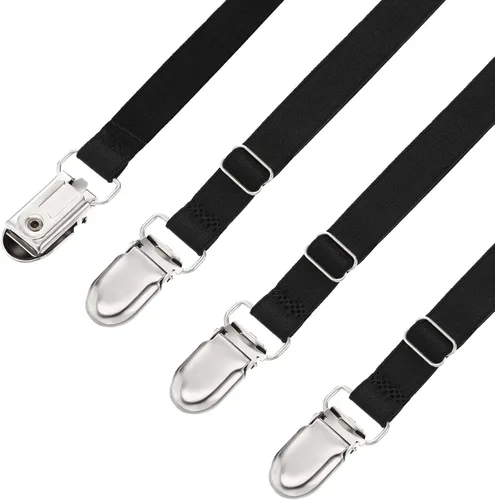 Vista 4 de Boao 12 piezas de clips para sábanas de cama, correas para esquinas de sábanas, soporte ajustable para colchón, clips elásticos para sujetar Negro