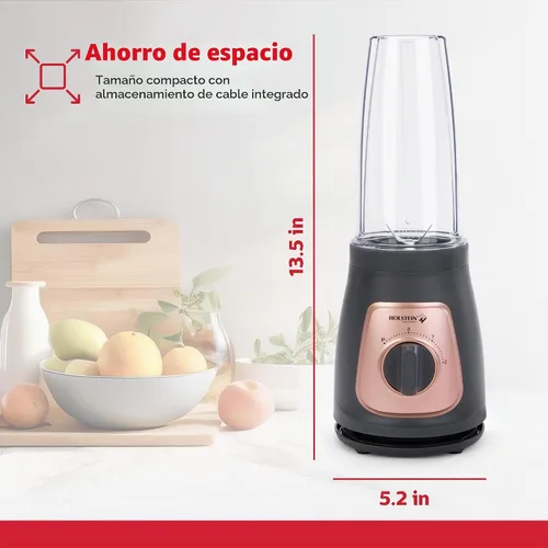 Vista 6 de Holstein Housewares Licuadora personal – Tarro de viaje de 25 onzas, perilla de dos velocidades con función de pulso, cuchillas de acero inoxidable