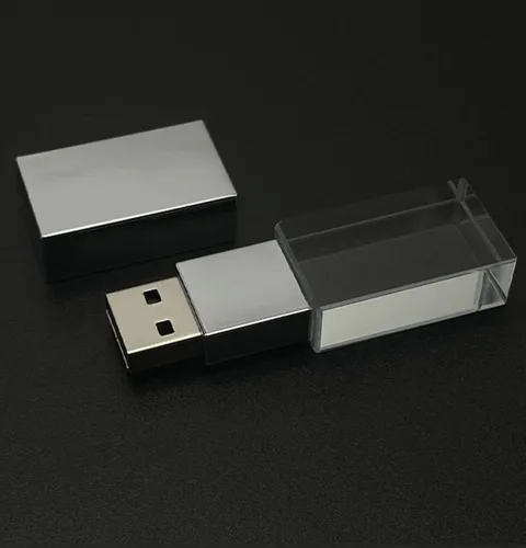 Vista 6 de Nuevo rectángulo transparente cristalino USB Flash Drive Regalo de boda Pen Drive, plata