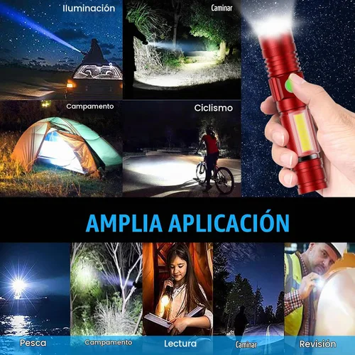 Vista 6 de Hoxida Linterna Recargable USB, Linterna LED Magnética, Linterna Táctica LED Súper Brillante con Luz Lateral COB, Impermeable, con Zoom, Mejor 1