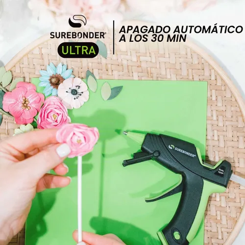 Vista 4 de Surebonder Mini pistola de pegamento caliente con doble temperatura y apagado automático, 20 vatios para calentamiento rápido y flujo de pegamento
