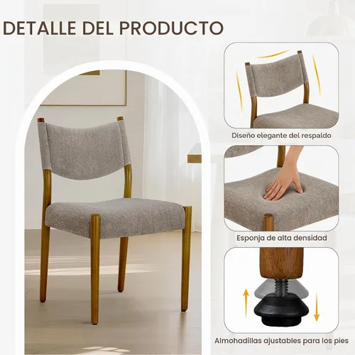 Vista 5 de KISLOT Juego de 4 sillas de comedor, sillas ergonómicas tapizadas de madera Sillas de comedor modernas de mediados de siglo, sillas ergonómicas