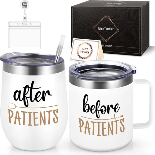 Vista 11 de Regalos LiqCool para Enfermeras y Asistentes Dentales - Taza de 12oz y Vaso de Vino para Enfermeras, Médicos, Dentistas y Médicos - Regalo
