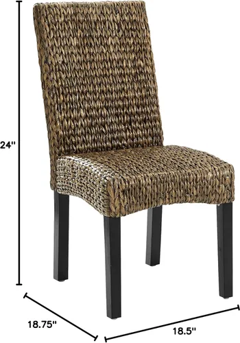 Vista 3 de Crosley Furniture Edgewater - Juego de 4 sillas de comedor de ratán de fibra natural tejidas a mano, color hierba marina