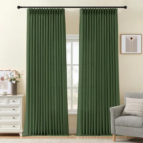 Vista 26 de Cortinas plisadas de lino semitransparentes de 96 pulgadas, filtrado de luz Natural