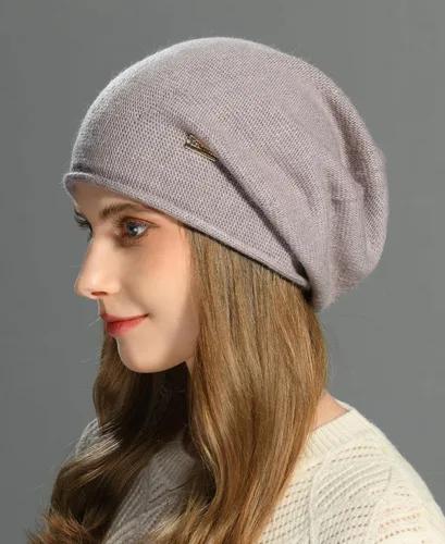 Vista 5 de jaxmonoy Slouchy Knit Beanie Hat for Women Winter Soft Warm Ladies Laightweight Slouch Knitted Skull Beanies Cap mixto púrpura