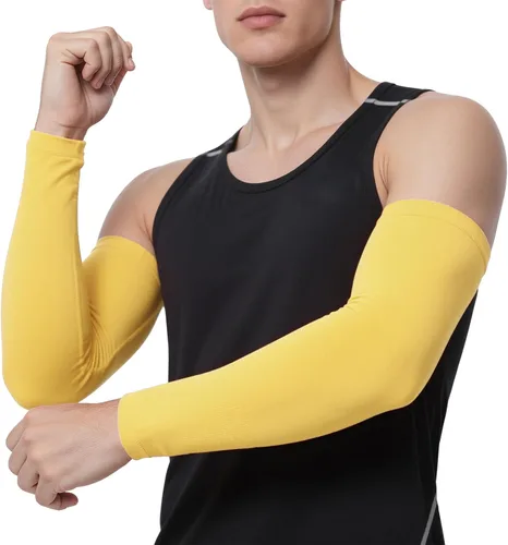 Vista 9 de TOPTIE 1 par de mangas de brazo para hombres y mujeres, manga de compresión 1 par Blanco