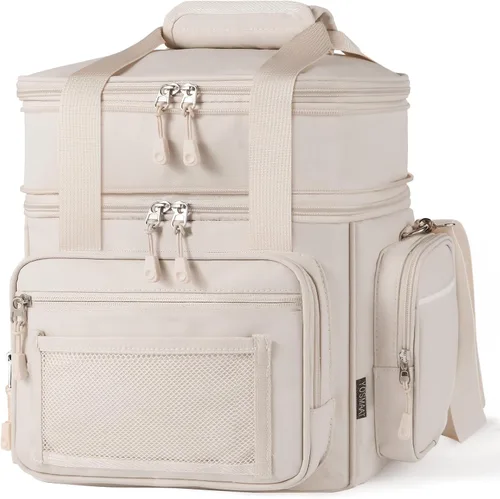 Vista 10 de Lonchera ampliable, bolsa enfriadora – Bolsa de almuerzo aislada resistente para hombres y mujeres – Lonchera grande para adultos para el trabajo