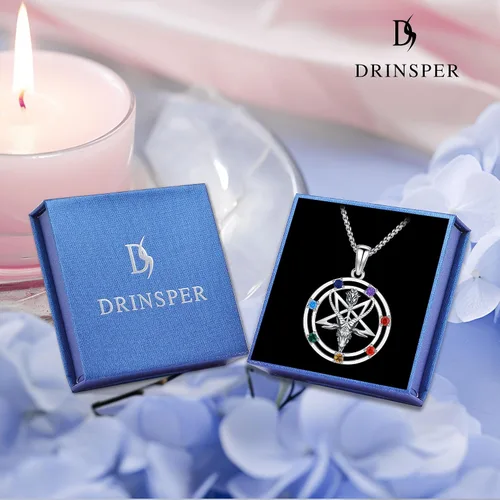 Vista 7 de DRINSPER Collar de plata de ley 925 con hongo Joyería satánica Collar Hécate Witches Kont, joyería pagana regalo para hombres y mujeres.