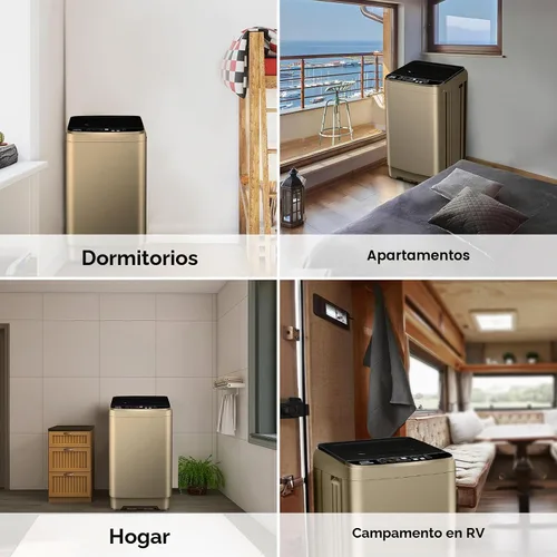 Vista 6 de Lavadora portátil de 17.7 libras, lavadora compacta completamente automática para apartamento, 10 programas de lavado, pequeña lavadora portátil
