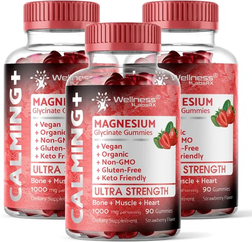 Vista 12 de Gomitas de glicinato de magnesio, 1000 mg - Suplemento de magnesio para apoyar la relajación, la salud del corazón - Gomitas de magnesio calmadas