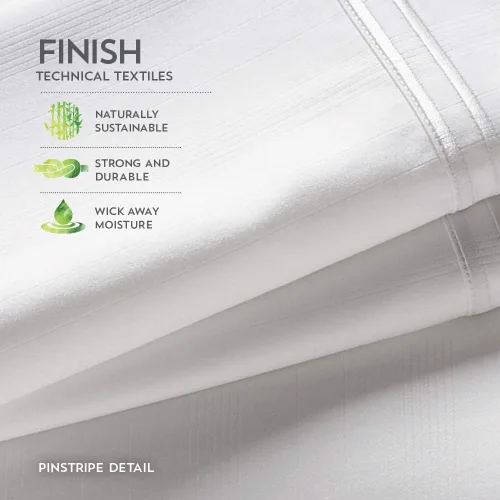 Vista 4 de PureCare Elements Rayon Derived from Bamboo - Juego de sábanas de 3 piezas, tamaño individual, color blanco