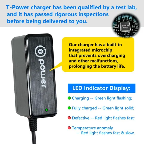 Vista 2 de T POWER Cargador de 20V para AstroAI Inalámbrico Auto Inflador de Neumáticos Bomba Compresor de Aire ACJY3PYE, ACJY3PBU, ACJY21LIDC JY16P160-18
