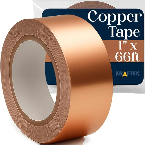 Vista 11 de Kraftex Cinta de cobre de 1/2 pulgada x 66 pies. Cinta de lámina de cobre para soldadura de vitrales con adhesivo conductor. Gran blindaje