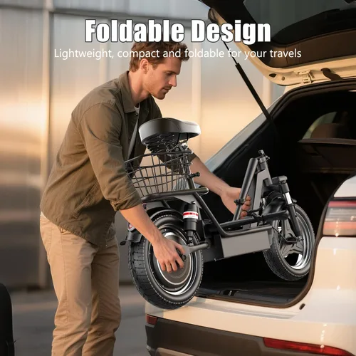 Vista 8 de Electric Scooter Adults with Seat, 1000W Peak Motor, 35 Miles Range, 25MPH Top Speed, 14" Foldable E-Scooter with Seat and Basket for Cargo, Dual