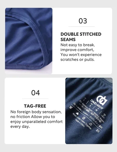 Vista 5 de DAVID ARCHY Calzoncillos para hombre, micro modal, sin bragueta, bolsa de apoyo, suave y cómoda, paquete de 4