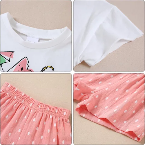 Vista 4 de YALLET Ropa de niña pequeña 2T 3T 4T 5T Niñas, manga corta impresión superior + pantalón 12, 18 24 meses, ropa de verano para bebé 1-5T