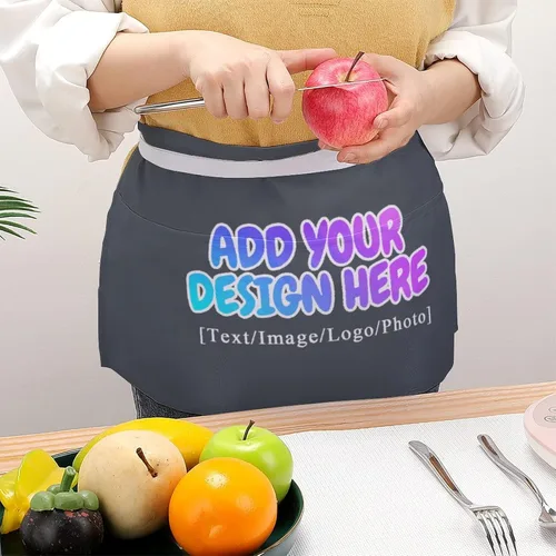 Vista 41 de AXKEUDO Delantal personalizado con bolsillos, delantales de cintura para camarera para cocinar en casa, restaurante, servir trabajo