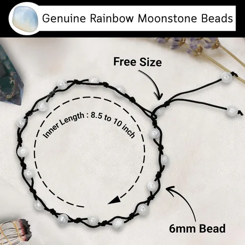 Vista 201 de Amazing Gemstone Crystal Anklet Ankle Bracelets for Women - Waterproof Beaded Healing Crystal Anklets, Plus Size Chakra Gemstone Bead Anklet