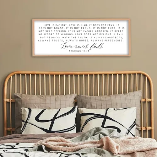 Vista 24 de Decoración de pared de Dulces Sueños sobre la cama de 32"×12" para dormitorio principal, gran letrero de Dulces Sueños, decoración de pared