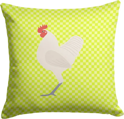 Vista 404 de Caroline's Treasures BB8163PW1414 Beltsville - Almohada decorativa de tela a cuadros pequeños, color blanco, pavo y gallina azul, lavable a máquina