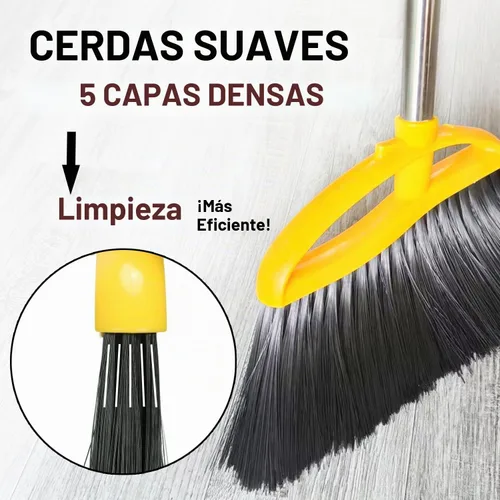 Vista 3 de Escoba de cerdas suaves para interiores, escoba angular con mango largo, escobas de barrido suave para pisos, escoba de cocina Soft bristles