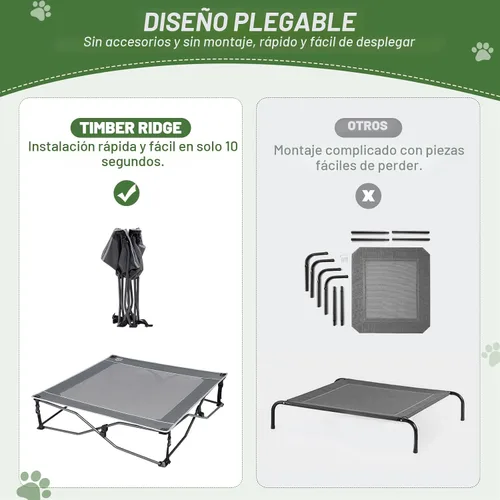 Vista 5 de TIMBER RIDGE Cama para Perros al Aire Libre, Cama Elevada para Perros con Enfriamiento Cuna Elevada Portátil para Mascotas con Malla Transpirable