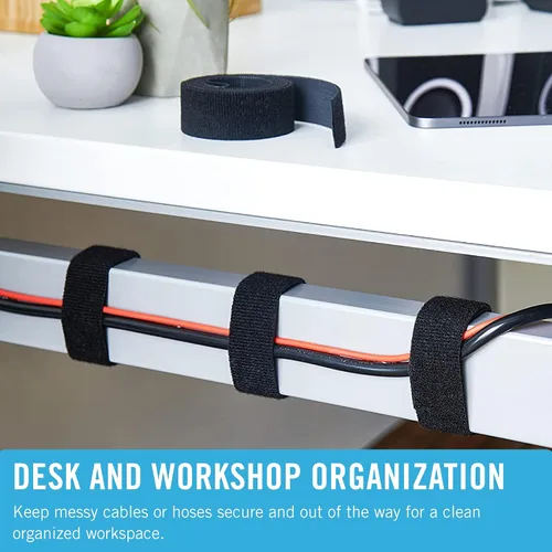 Vista 3 de VELCRO Brand - Rollo ONE-WRAP, doble cara, cinta multiusos autoadherente de gancho y bucle, reutilizable, rollo de 12' x 34" - Negro