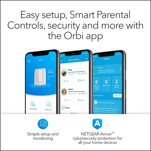 Vista 7 de NETGEAR Orbi Router Sistema WiFi de malla para todo el hogar, enrutador WiFi de tres bandas. Hasta 2,500 pies cuadrados de cobertura WiFi, AC3000
