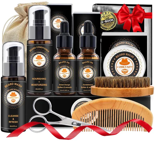 Vista 16 de XIKEZAN Kit de aseo y cuidado de barba para hombres con madera de cedro