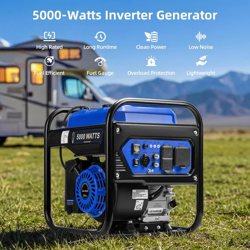 Vista 2 de Generador inversor de 5000 vatios, generador de gas portátil