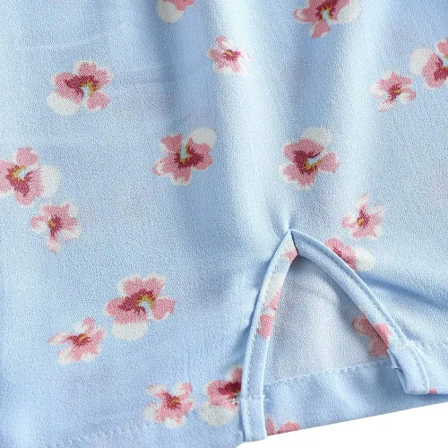 Vista 4 de ZAFUL Vestido sin mangas con hombros anudados para mujer con volantes floral con tirantes florales casual mini vestido de verano