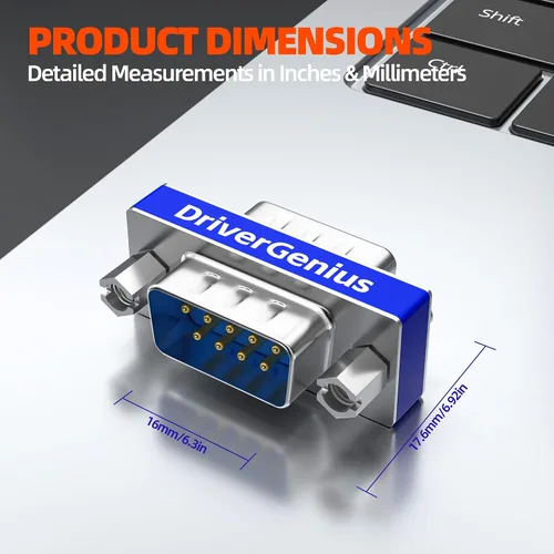Vista 5 de DriverGenius RD232M2M DB9 Serial RS232 COM Cambiador de género para adaptador de cable USB a serie RS232 (macho/macho)