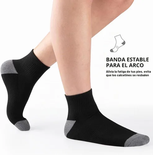 Vista 4 de COOVAN 12 pares de calcetines tobilleros acolchados para hombre, paquete de 12 unidades, de corte bajo, cómodos, transpirables, calcetines casuales