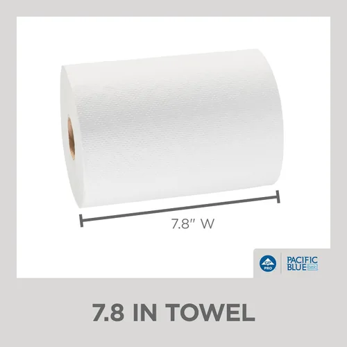 Vista 4 de Rollos de papel toalla Georgia-Pacific Blue Basic de PRO, color blanco, 28706, 350 pies por rollo, 12 rollos por caja