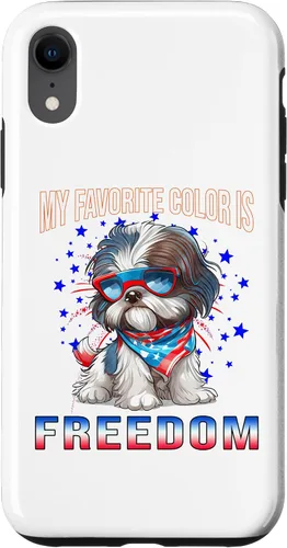 Vista 9 de Funda patriótica para iPhone 12 mini Shih_Tzu Dog American Flag del 4 de julio