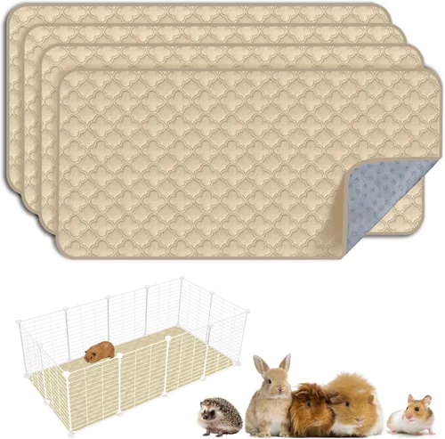 Vista 20 de FunFurry Forro lavable para jaula de conejillo de indias, paquete de 4 almohadillas reutilizables y lavables, ropa de cama impermeable para Azul