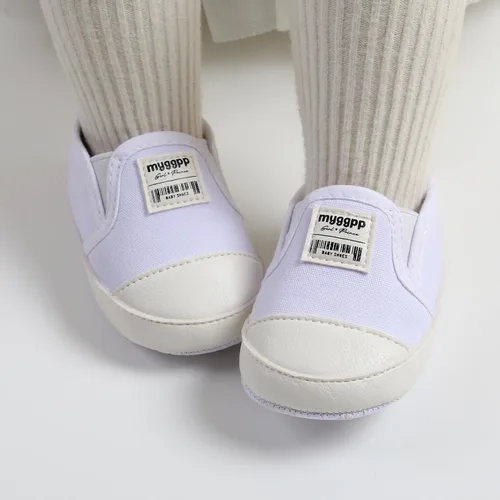 Vista 2 de Zapatos de bebé para niños y niñas, tenis de suela antideslizante, zapatos planos para primeros pasos, zapatos planos y perezosos