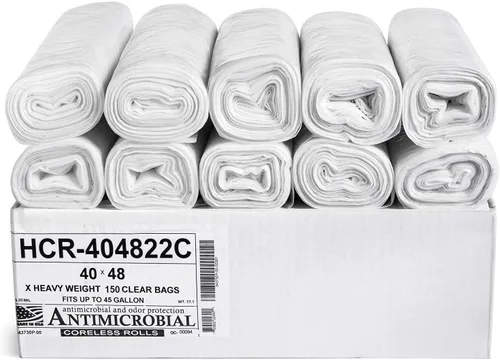 Vista 48 de Aluf Plastics Bolsas de basura de alta densidad, 10 galones, 4000 unidades, 6 micras (eq), 24 x 24 pulgadas, negras, para baño, oficina, industrial